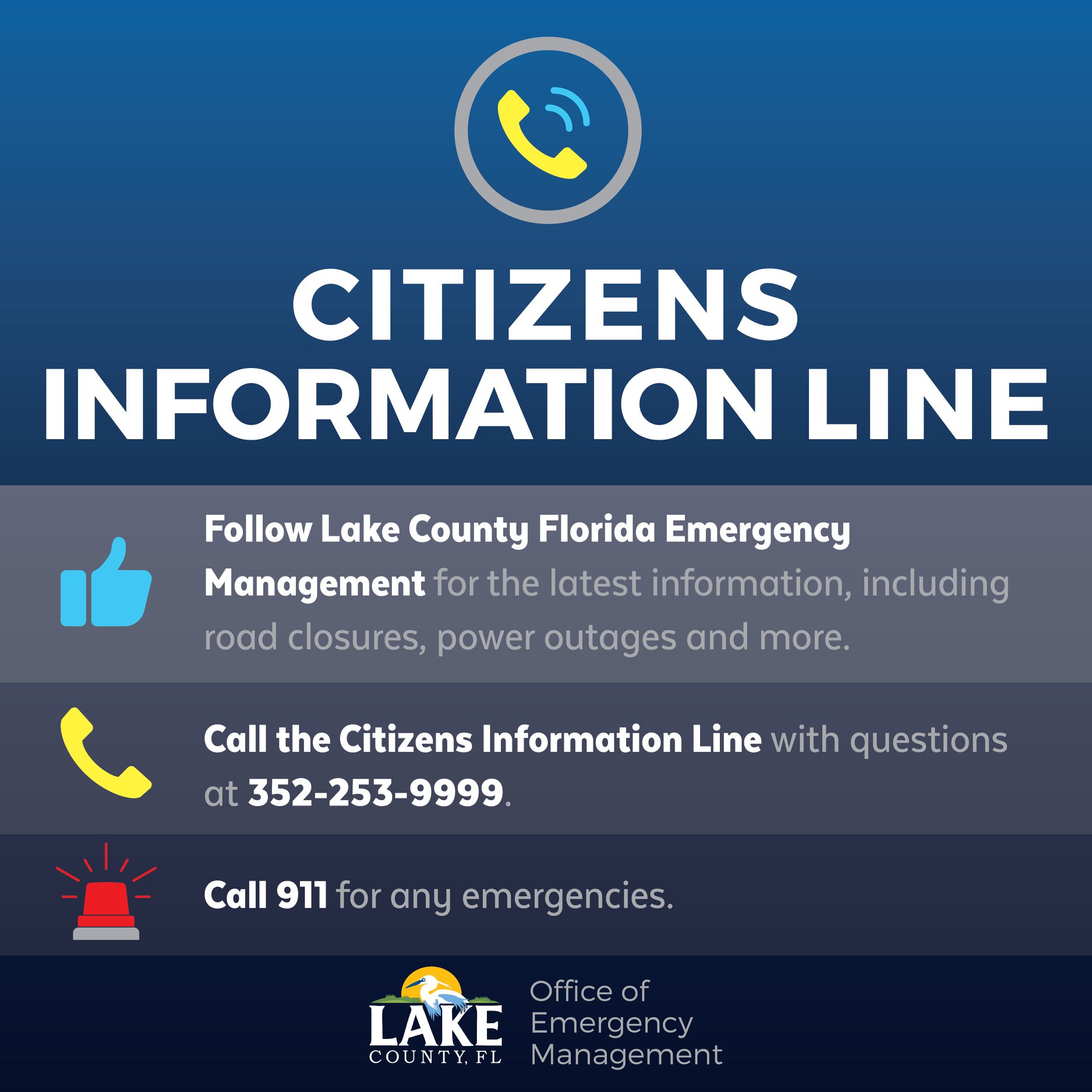 Citizen Information Line: 352-253-9999.