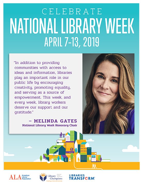 In addition to providing communities with access to ideas and information, libraries play an important role in our public life by encouraging creativity, promoting equality, and servicing as a source of empowerment. This week, and every week, library workers deserve our support and our gratitude. - Melinda Gates