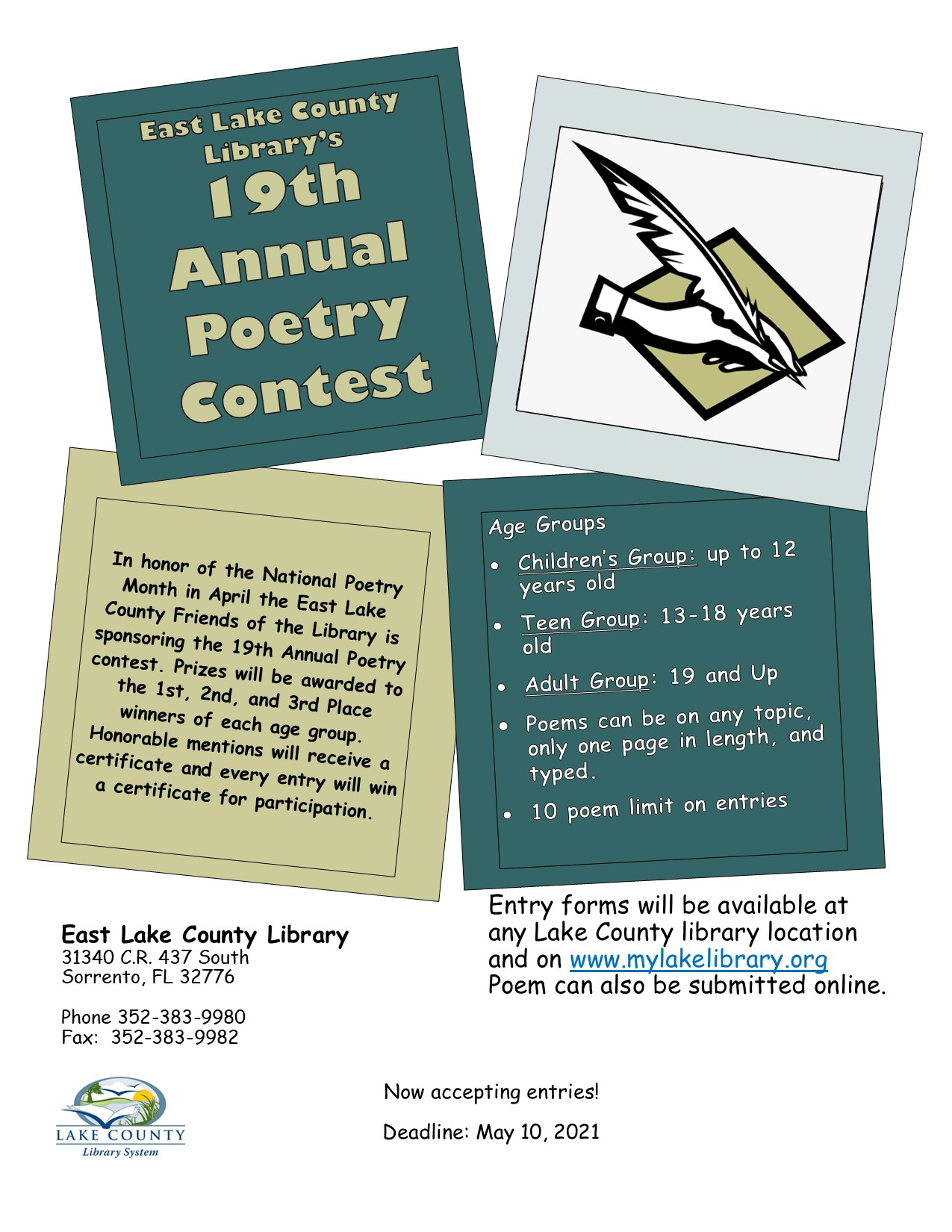 Poetry contest. Boxes. Pen. Hand.