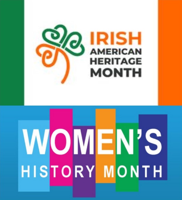 Irish American Heritage Month. Women's History Month. Clover.