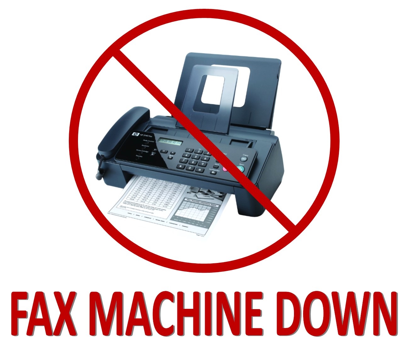 Fax machine down. Circle. Machine.